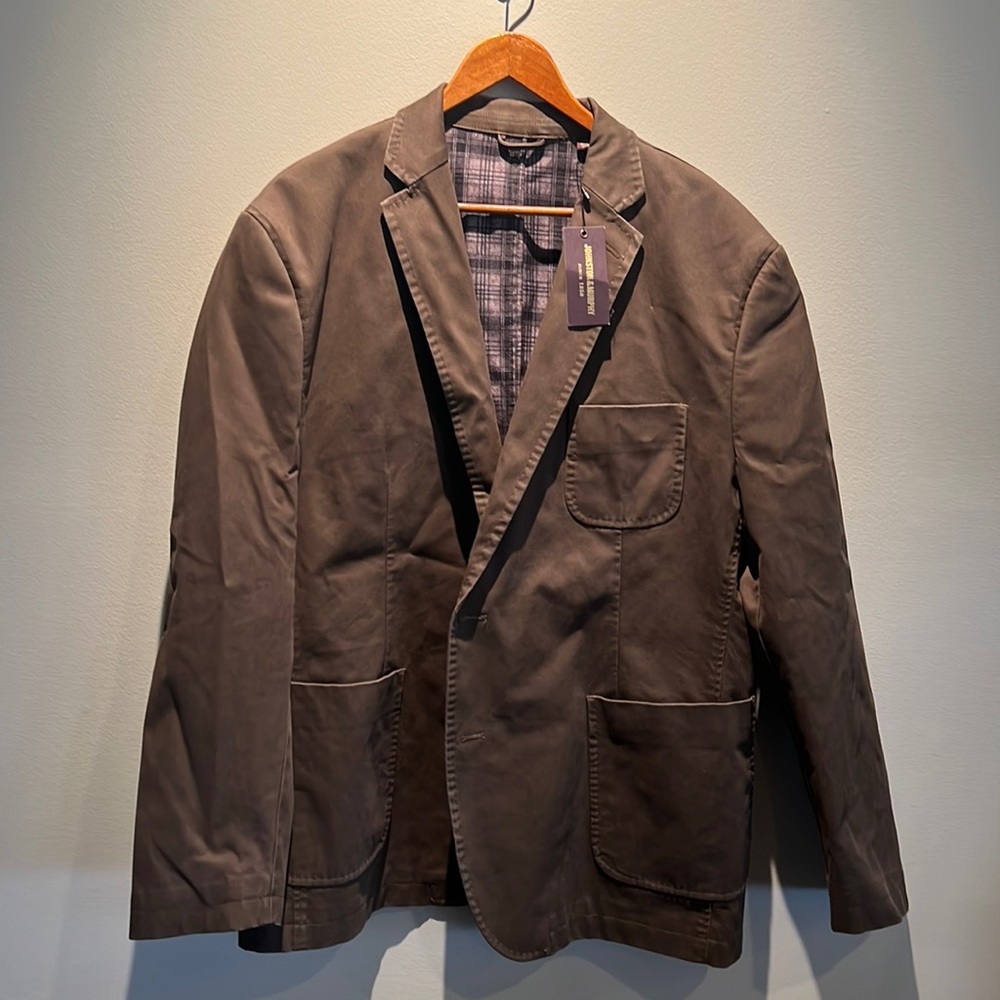 Johnston & Murphy men’s Cotton Blazer NWT Brown XXL 2XL